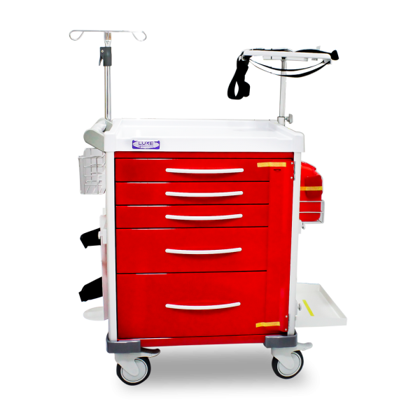 Carro de Paro para Atención de Paro Cardio Respiratorio - 5 Cajones